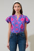 Bethel Floral Keni Split Neck Top